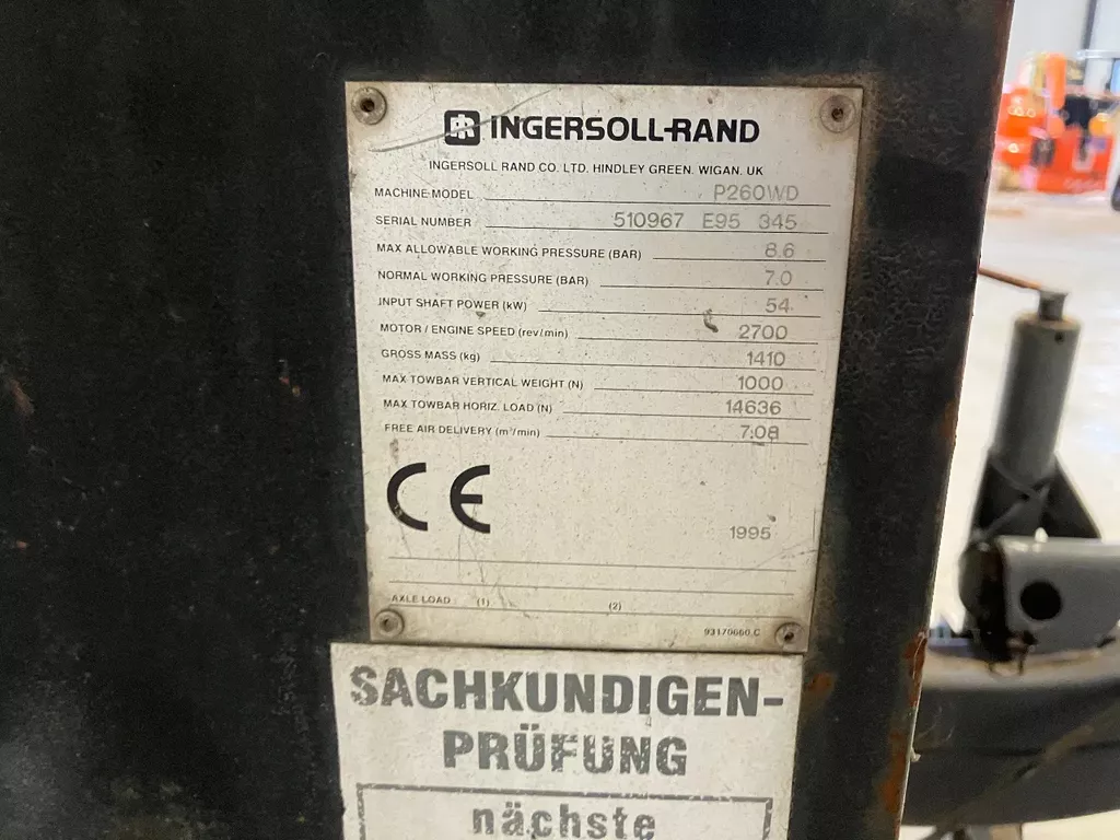 Ingersoll Rand P260WD mobiele compressor Ingersoll Rand P260WD mobiele compressor